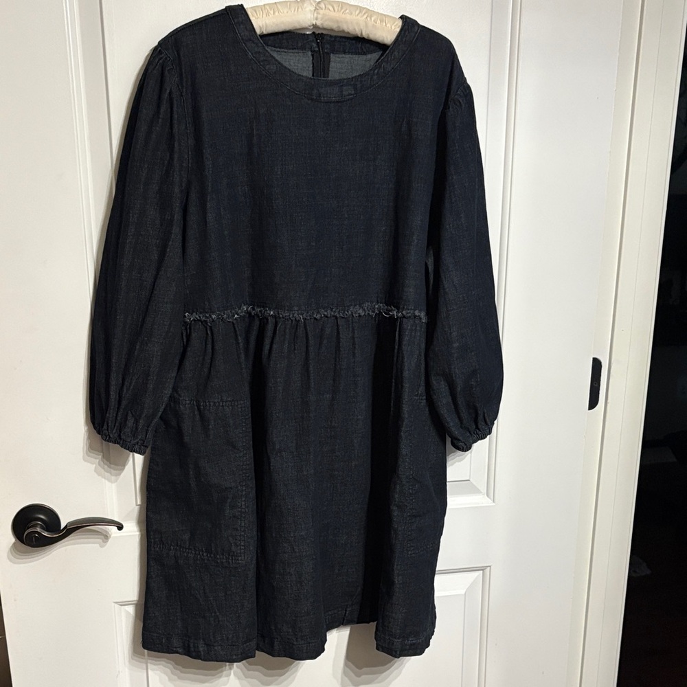 Trendy Blue Jean Dress. Large Side Pockets. CottageCore SZ L